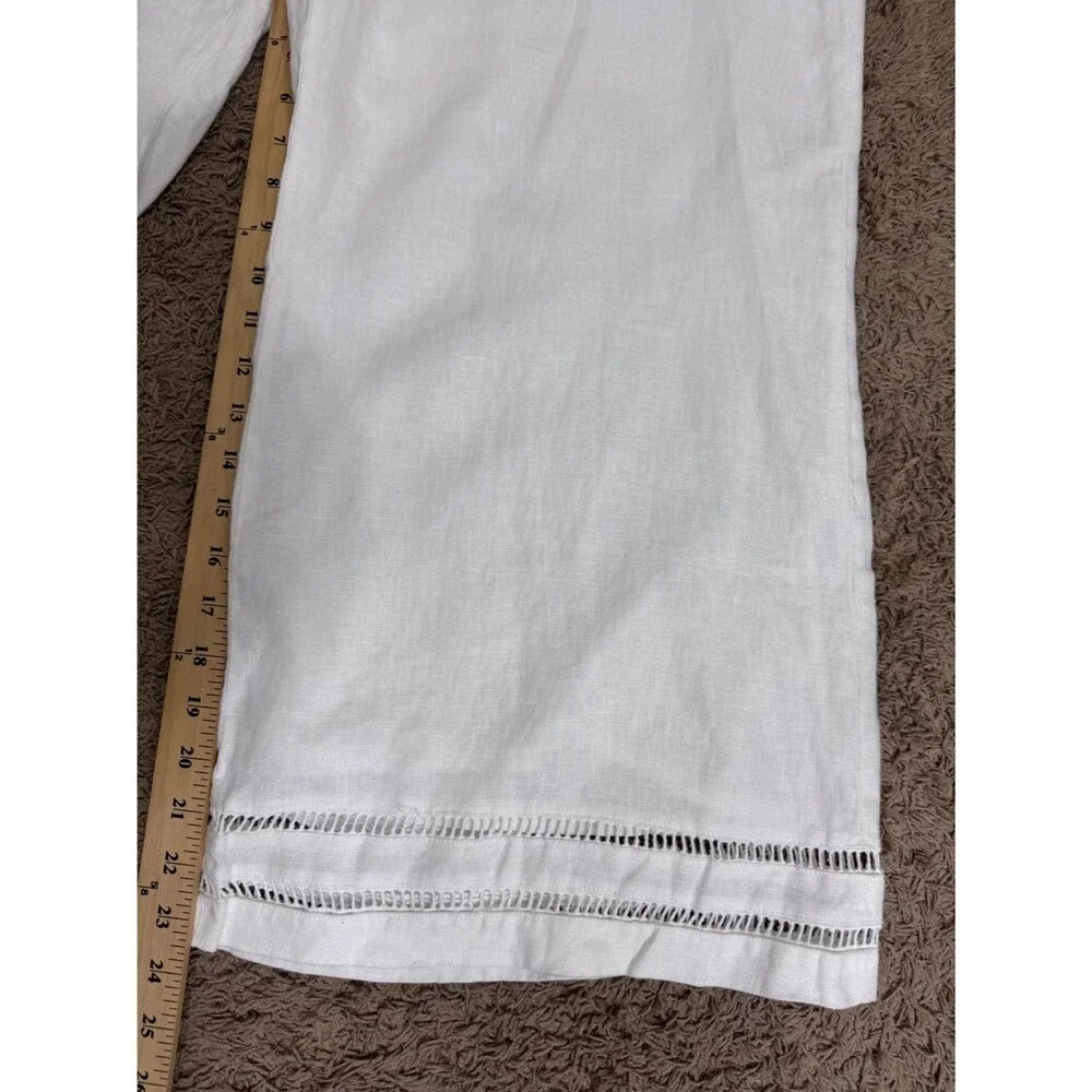 NWT Banana Republic White Linen Wide-Leg Cropped Pants Lace Hem size 20 Summer